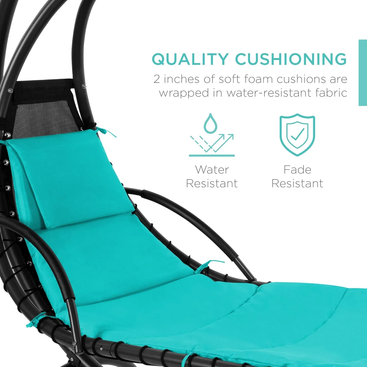 Best Choice Products Outdoor Hanging Curved Steel Chaise Lounge Chair Swing w/Built-in Pillow and Removable Canopy - Charcoal Gray