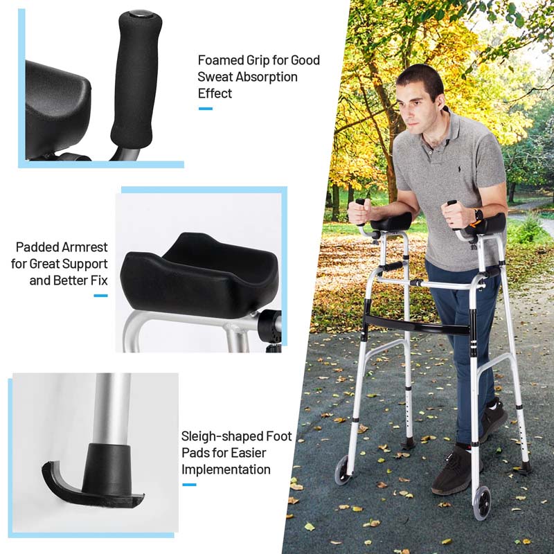 Foldable Standard Walker 440lbs Walking Mobility Aid with 5
