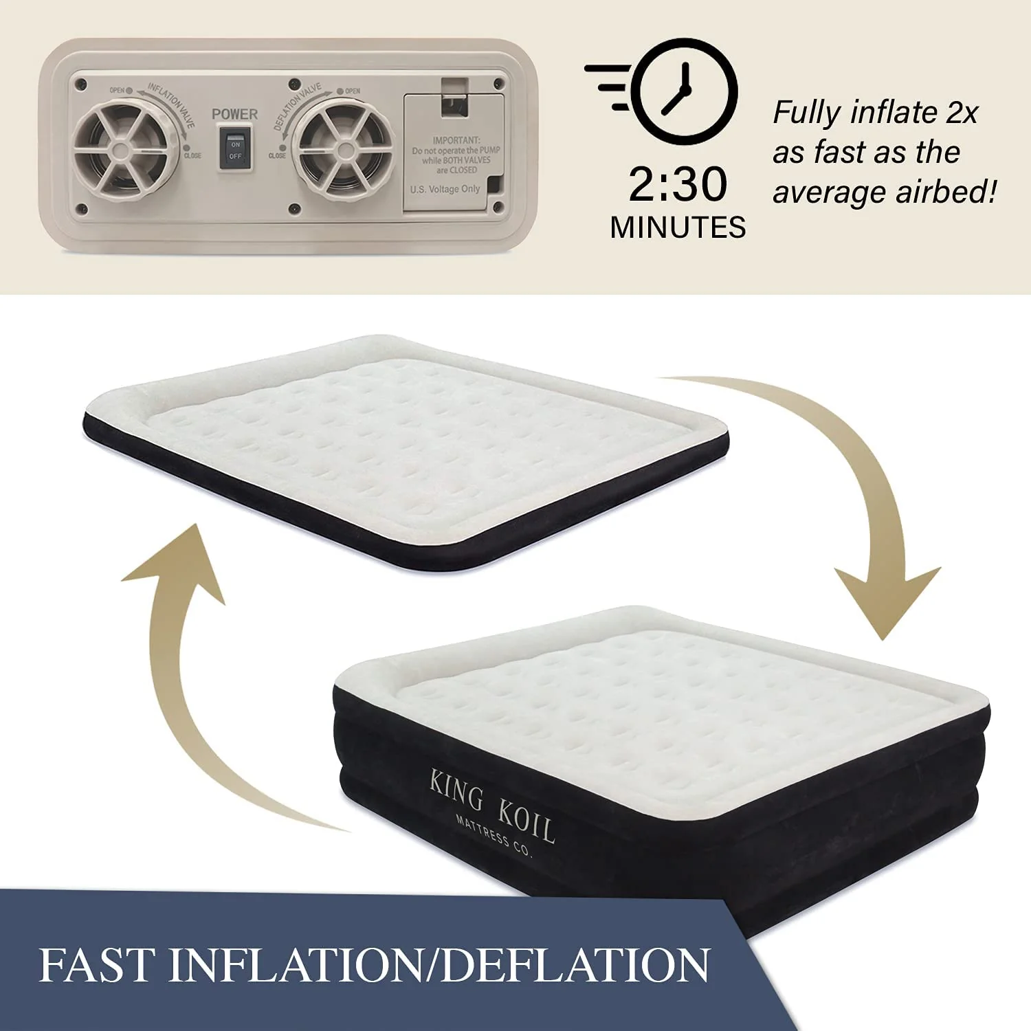 King Koil Luxury Air Mattress with High Speed Built-in Pump