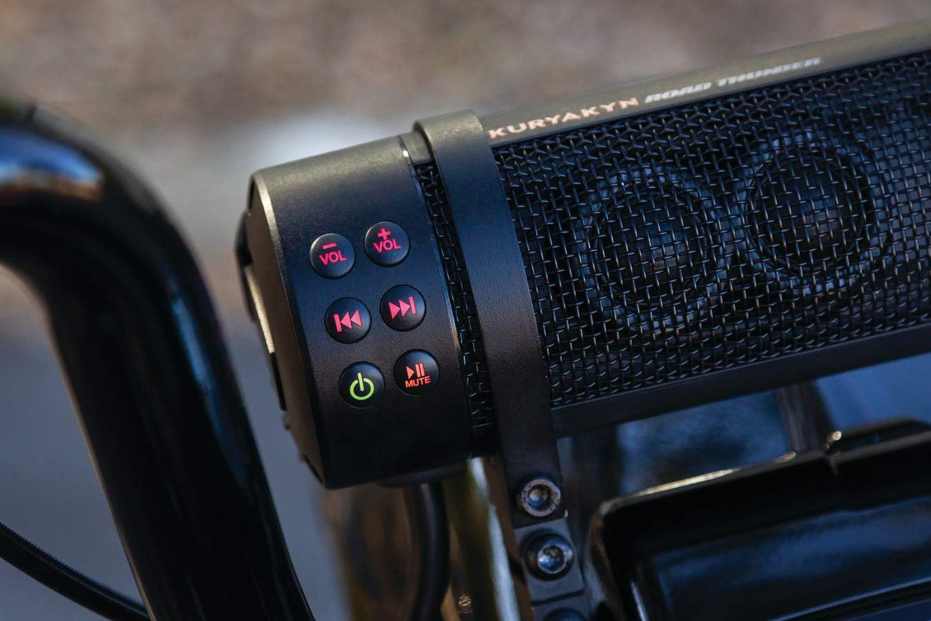 Kuryakyn Road Thunder 300W Motorcycle Sound Bar, Bluetooth & USB, Handlebar Mount, IP66 Waterproof, Satin Black