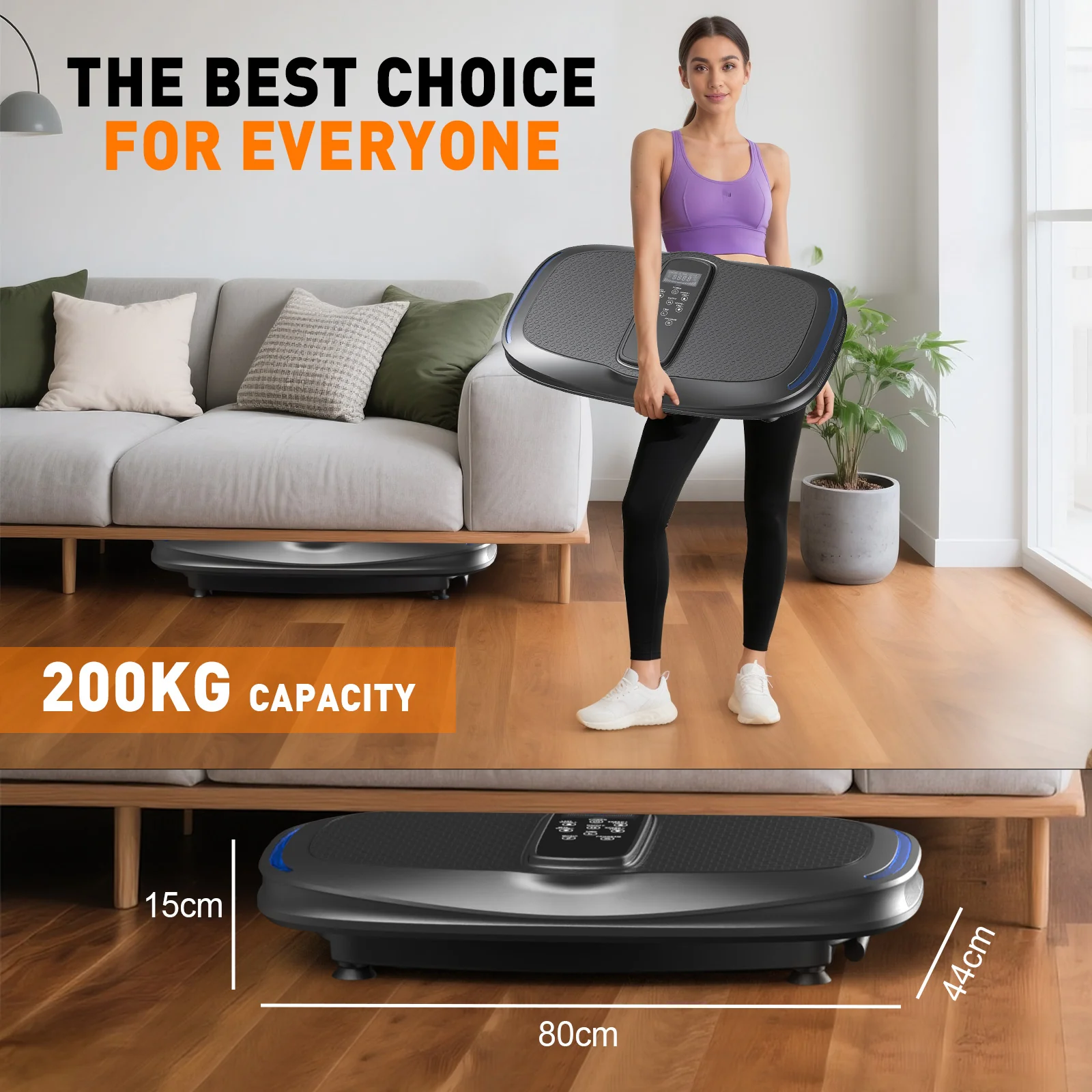 Extra-Wide Vibration Plate Exercise Machine 80cm