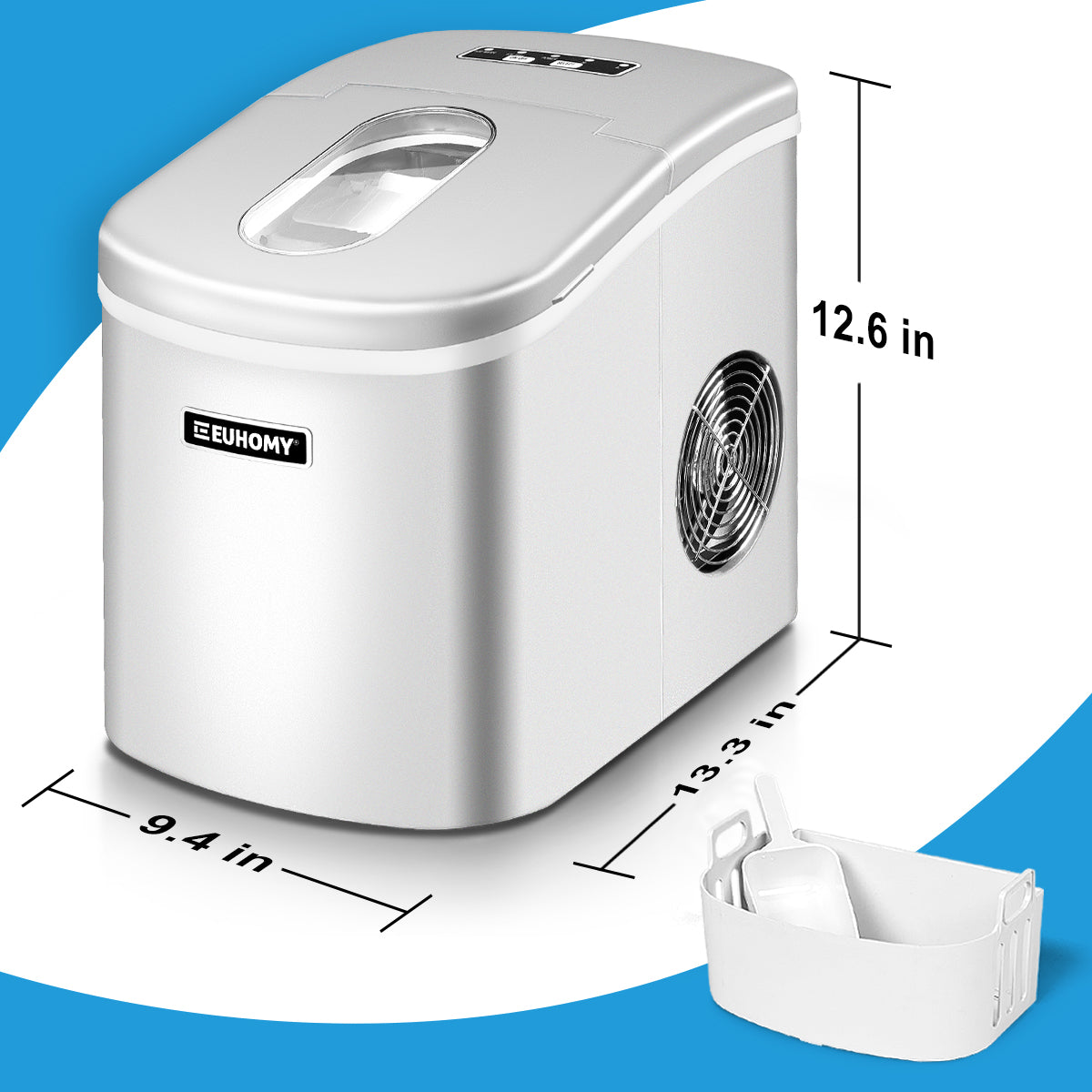 2024 Euhomy Portable Compact Ice Maker Sliver