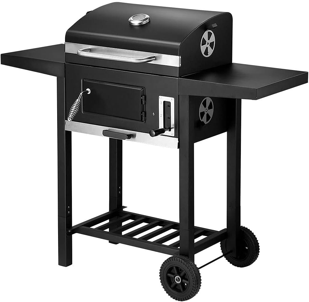 OGL Charcoal BBQ Grill Trolley Portable Aluminium Cooking Grill Outdoor Barbecue Set for Picnic Patio Backyard Camping