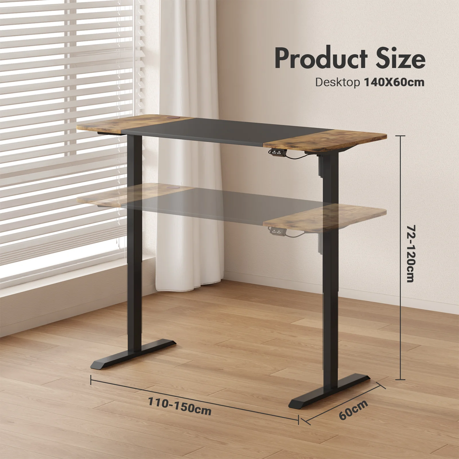 Electric Adjustable Height Standing Desk 140cm