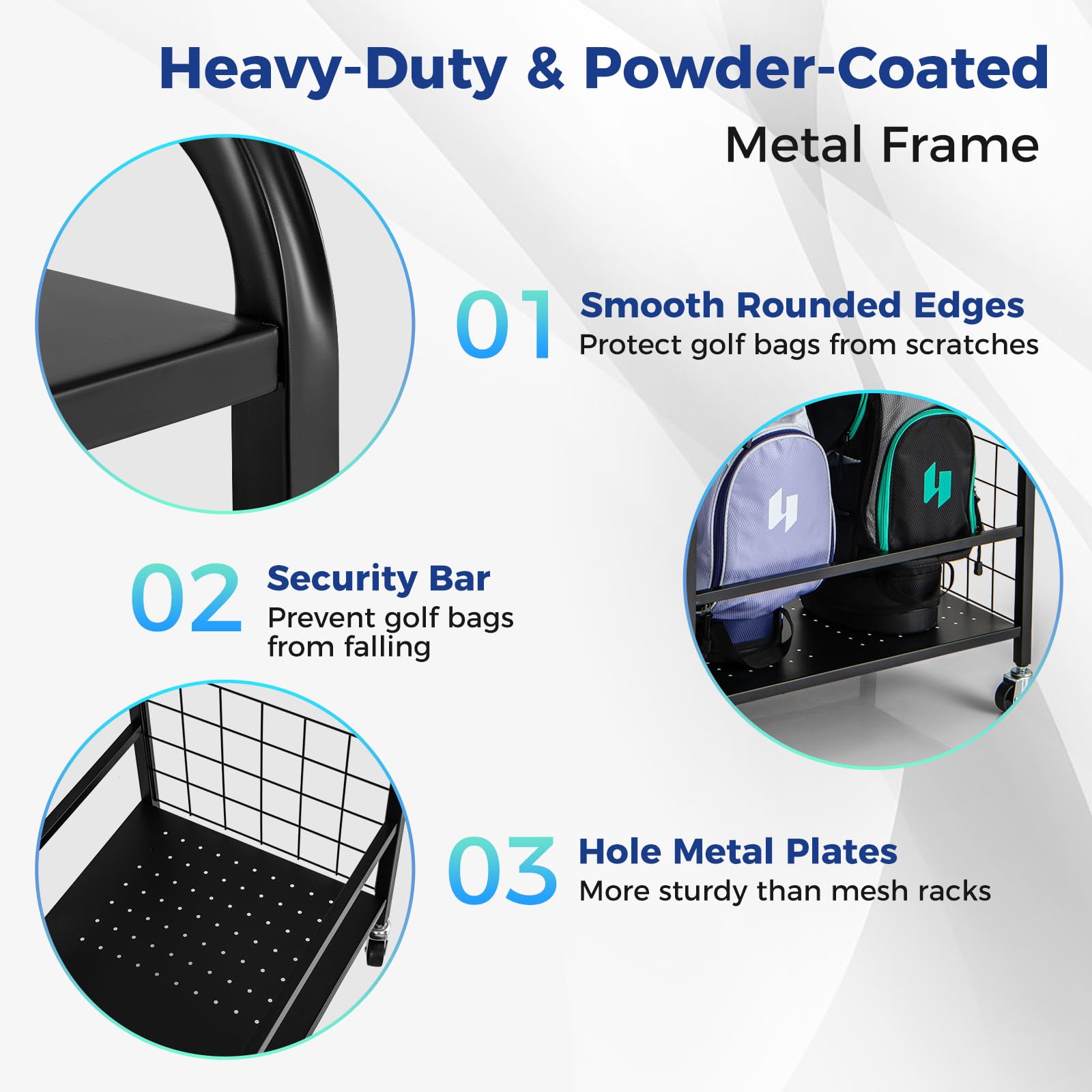 Golf Bag Storage Garage Organizer, Extra Large Storage Stand for 2 Golf Bags