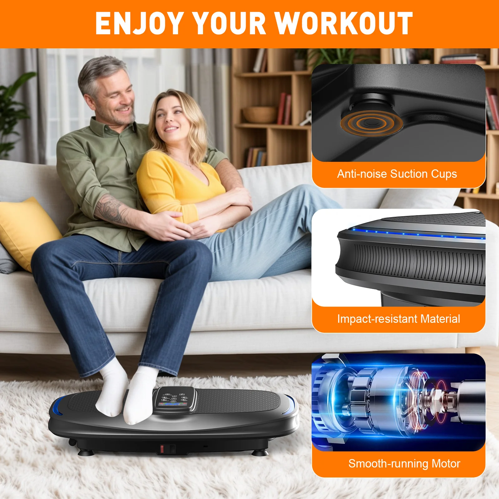 Extra-Wide Vibration Plate Exercise Machine 80cm