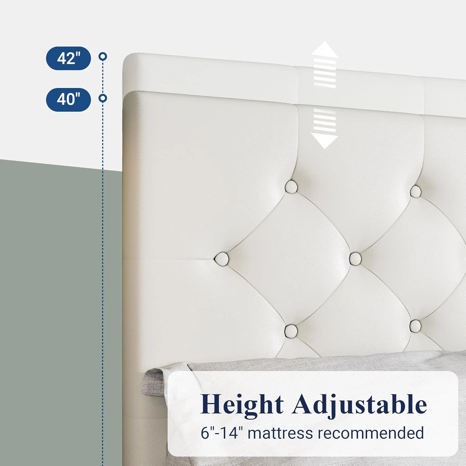 Allewie Upholstered Queen Size Platform Bed Frame with 4 Storage Drawers and Headboard, Square Stitched Button Tufted, Mattress Foundation with Wooden Slats Support, No Box Spring Needed, Light Grey