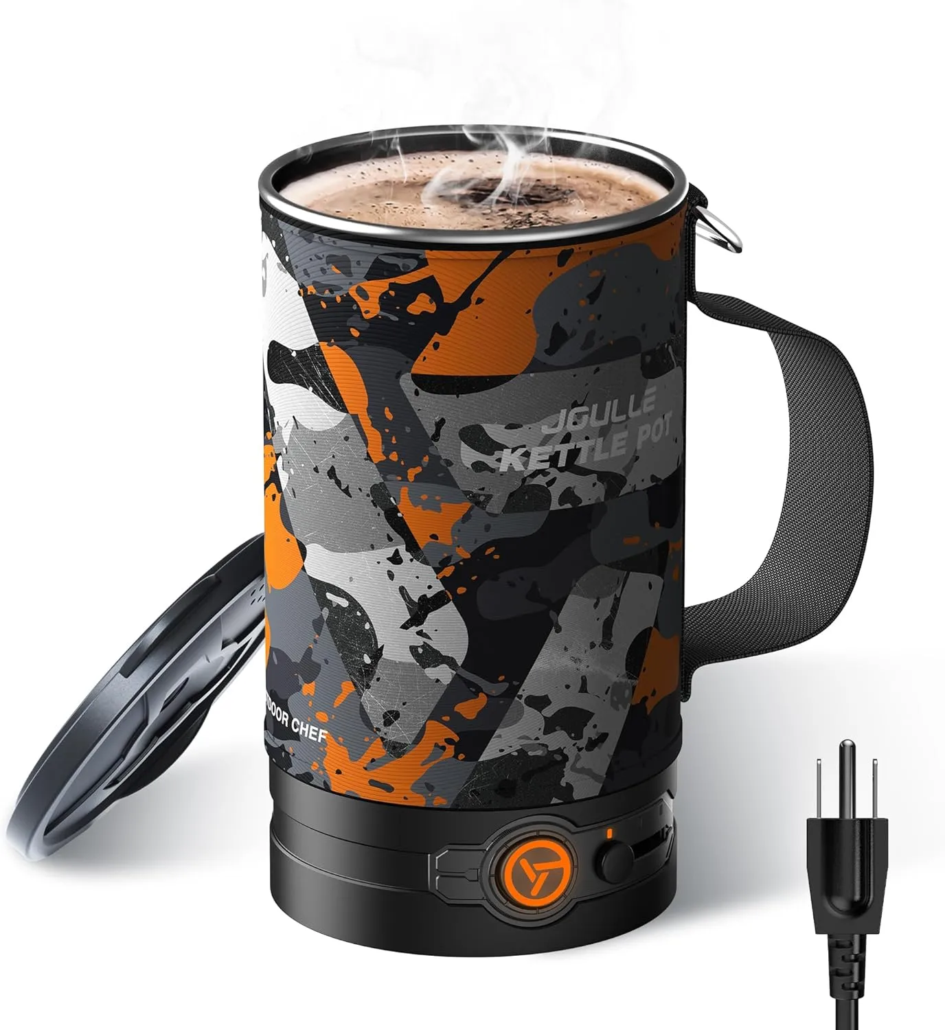 Electric Kettle, Multi-Functional Portable Travel Water Boiler Cooker, 30 oz Electric Kettle for Coffee, Cooking, Popcorn Maker, Camping RV Essentials