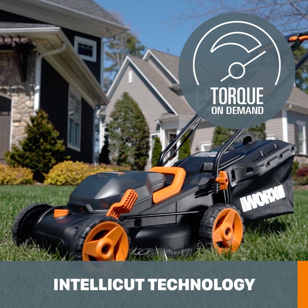 Worx 40V Cordless Lawn Mower 14 with Intellicut, Mulching, 2x20V 4.0Ah Batteries and Charger Included