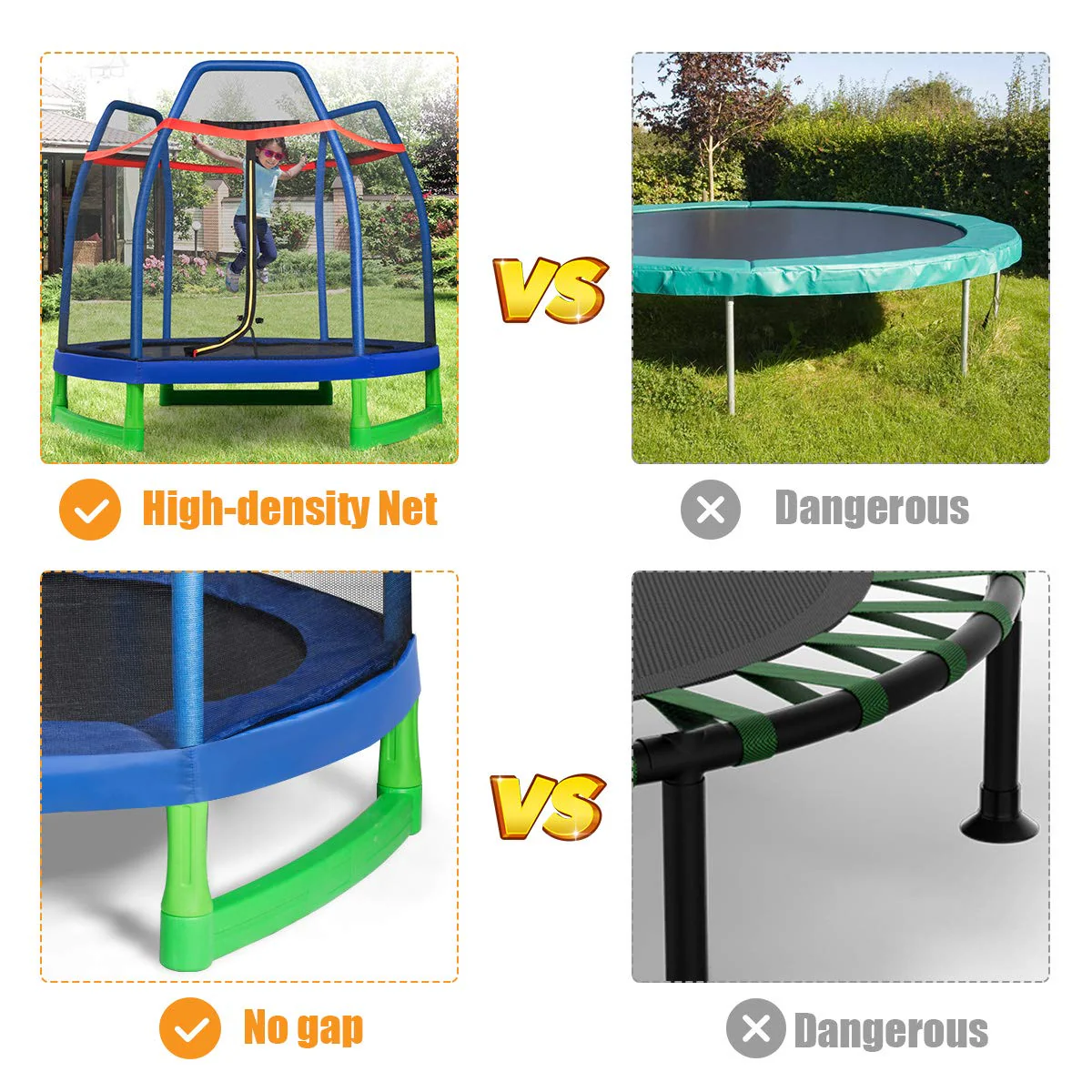 7FT Kids Trampoline with Safety Enclosure Net