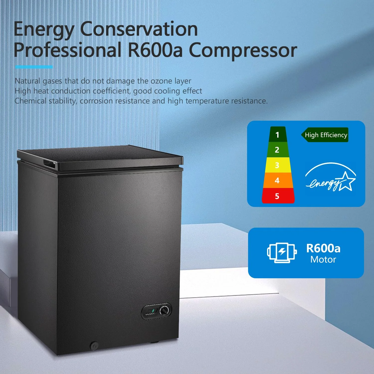 R.W.FLAME Chest Freezer 3.5 Cubic Feet with Baskets