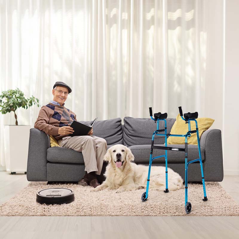 Foldable Standard Walker 440lbs Walking Mobility Aid with 5