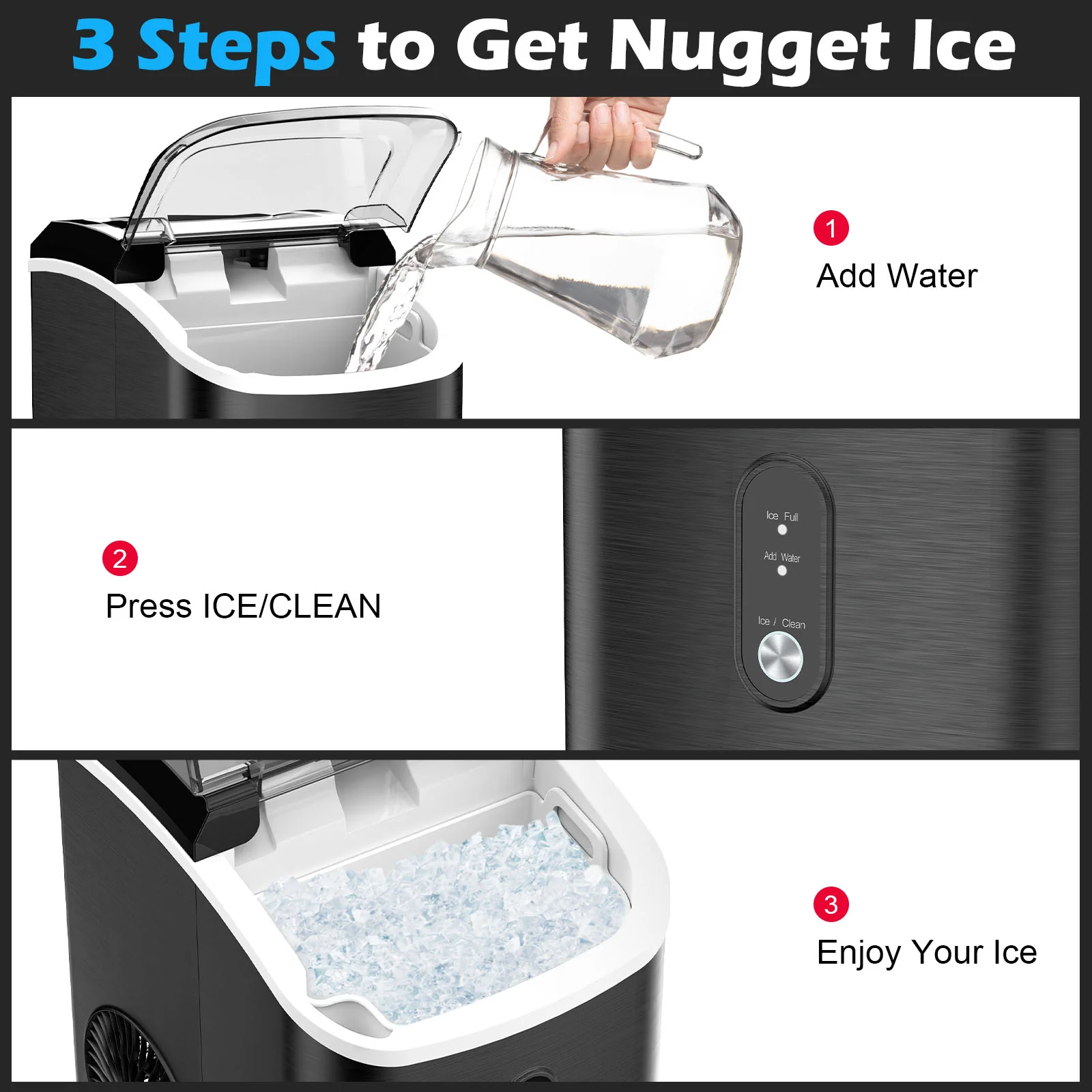Nugget Ice Maker Countertop Portable Ice Machine
