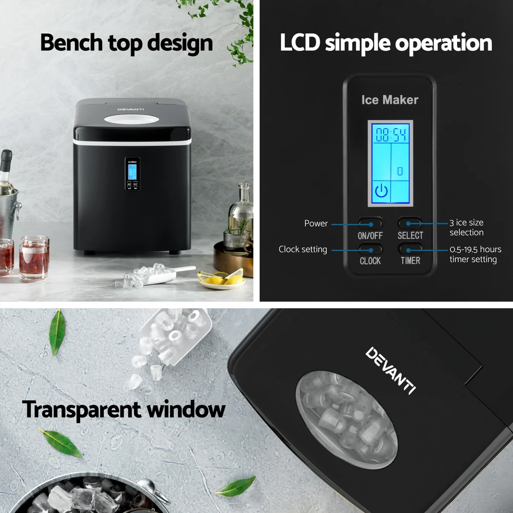 Devanti 15kg Ice Maker Machine Black