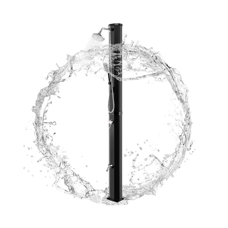 7.2 FT 9.3 Gal Solar Heated Shower with Handheld Shower Head, 2-Section Outdoor Shower for Poolside Beach Spa