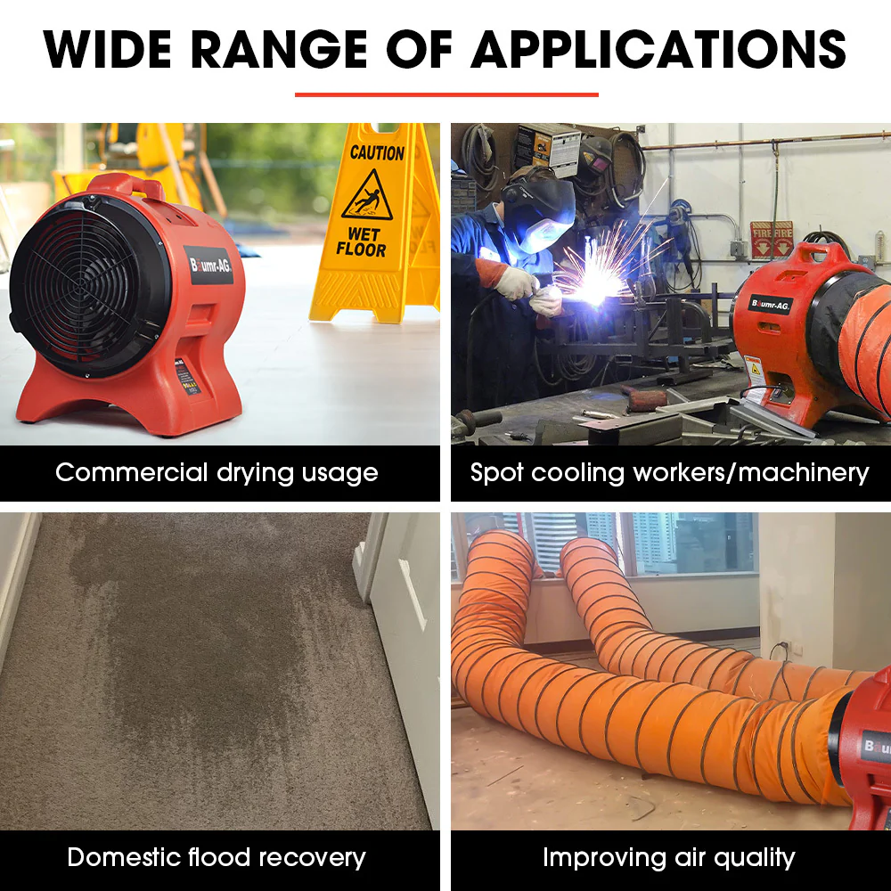 Baumr-AG 300mm 12 inch Portable Air Blower Mover Axial Ventilation Extraction Fan