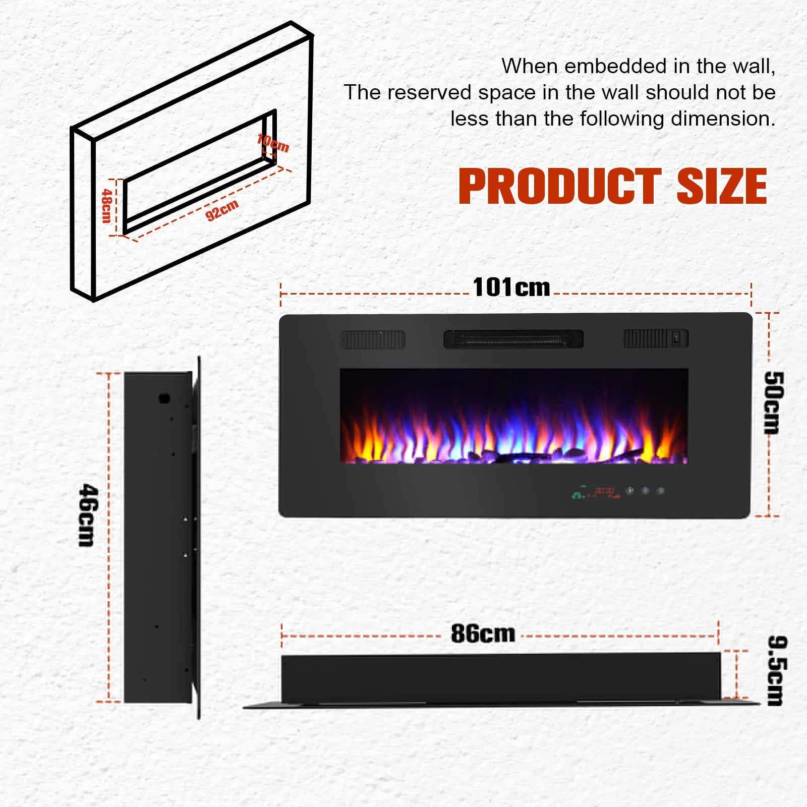 Electric Fireplace Heater Wall Recessed