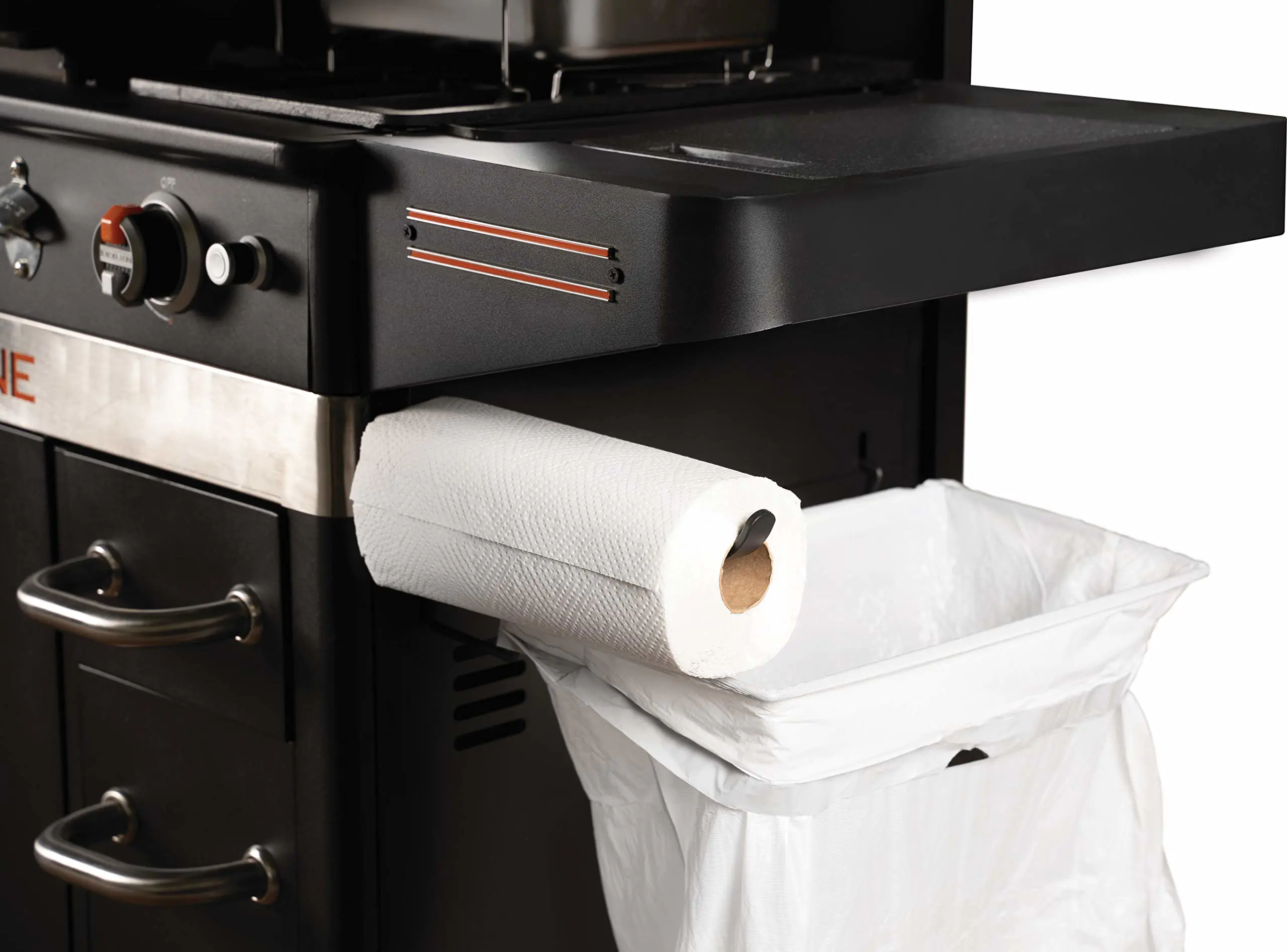 Blackstone 1962 Air Fryer Combo & Two Burners Stainless Steel Gas Hood, Wheels, Two Side Shelf �C Heavy Duty Outdoor Griddle Station for Backyard, Patio, 28 inch Black