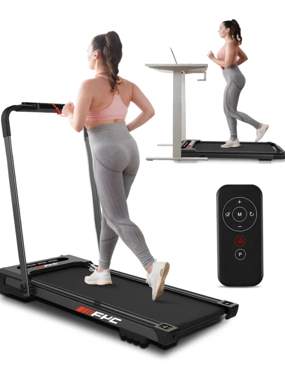 FYC 3.5HP Under Desk Treadmill ?C 300LBS Weight Capacity, 2-in-1 Foldable Design, Remote Control & LED Display ?C Compact Electric Walking and Running Machine for Walking, Running, Jogging (Black)