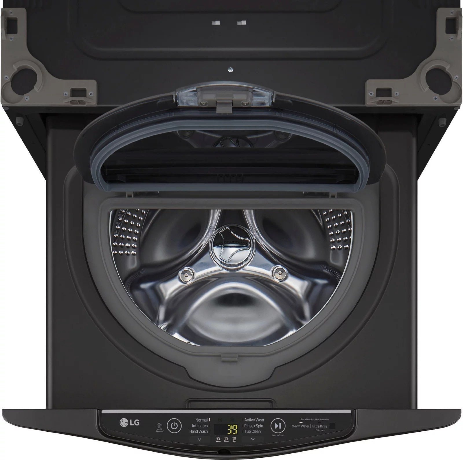 LG �C SideKick 1.0 Cu. Ft. High-Efficiency Smart Top Load Pedestal Washer with 3-Motion Technology �C Black steel