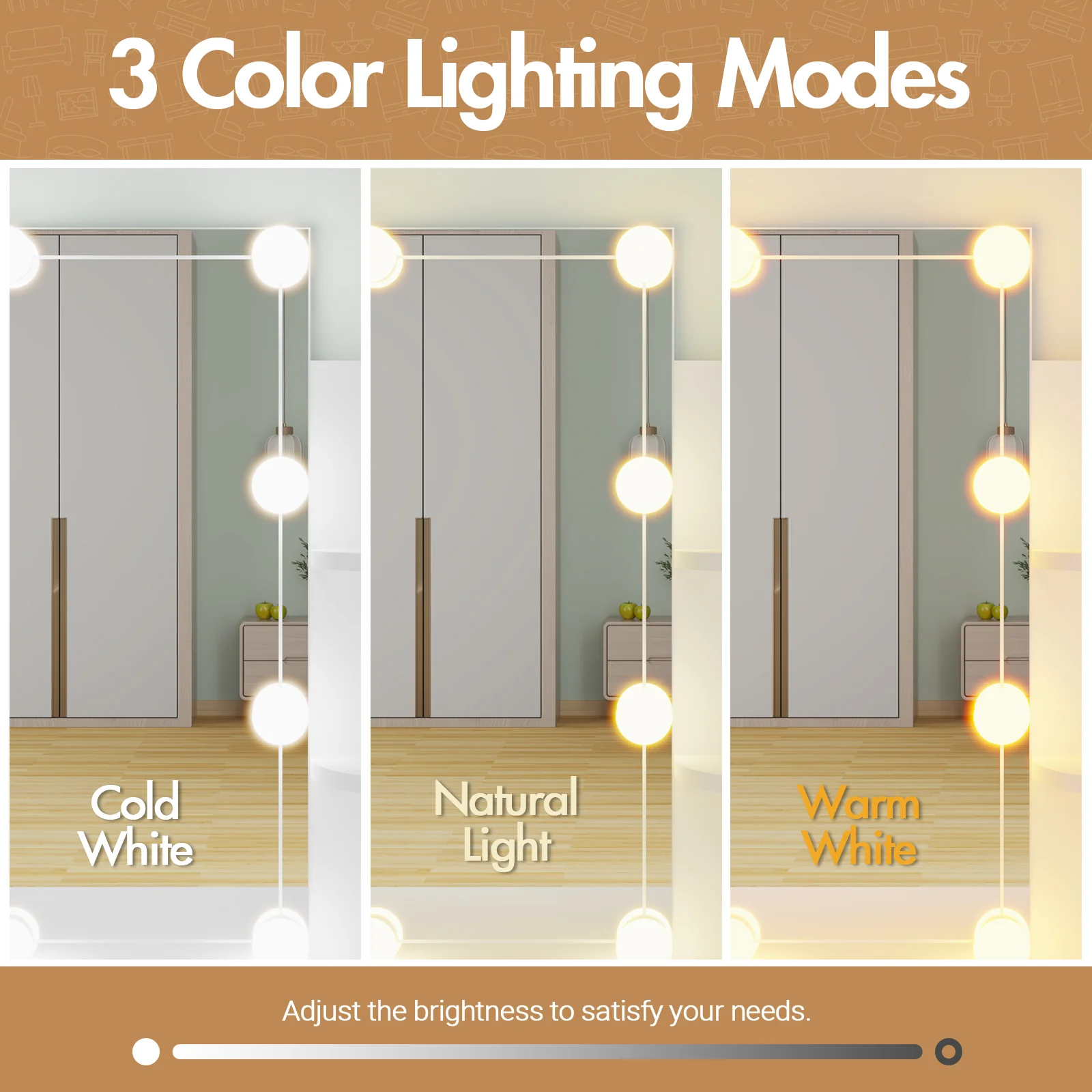 Dressing Table Stool Set 10 LED Bulbs Vanity