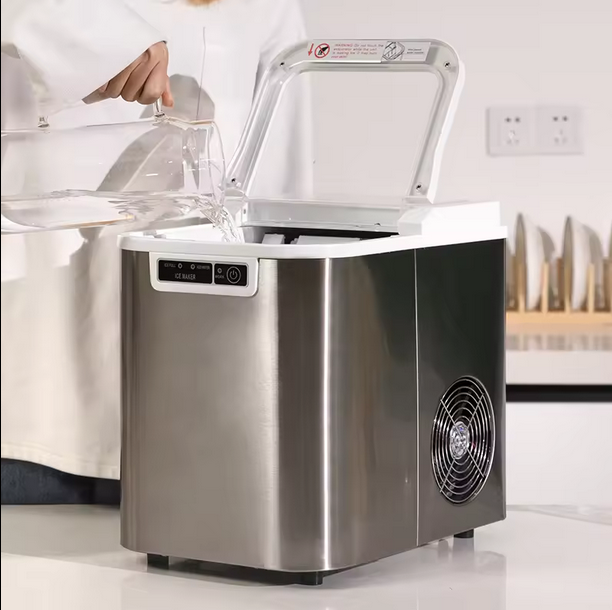 CJC Countertop Ice Maker Portable Ice Machine with Carry Handle Basket and Scoop for Home Kitchen Party 110V