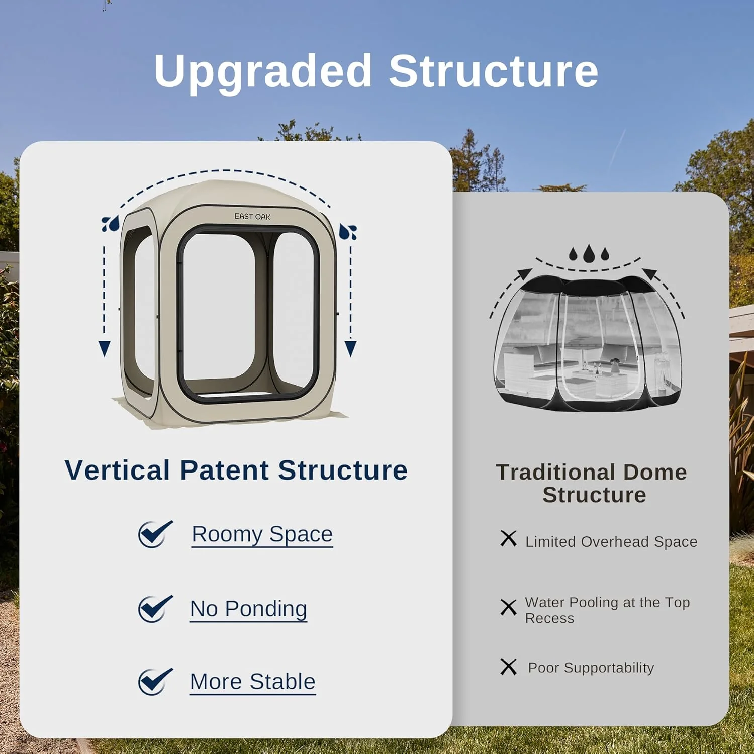 EAST OAK Screen House Tent Pop-Up, Portable Screen Room Canopy Instant Screen Tent 10 x 10 FT with Carry Bag for Patio, Backyard, Deck & Outdoor Activities, Beige