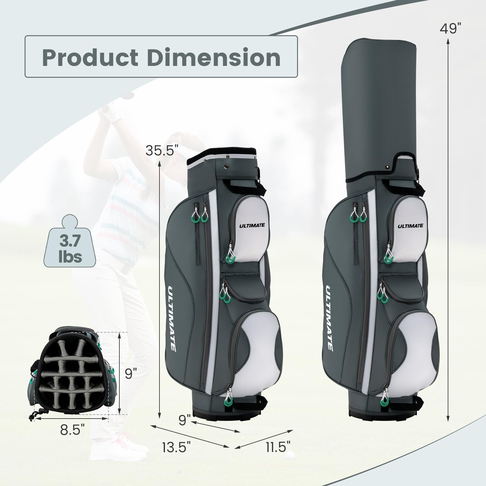 Golf Cart Bag with 14 Top Dividers