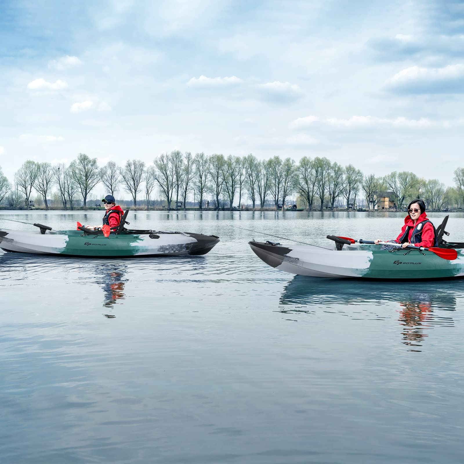 Sit-on-Top Fishing Kayaks for Adults, 9.7 FT One Person Recreational Touring Kayak