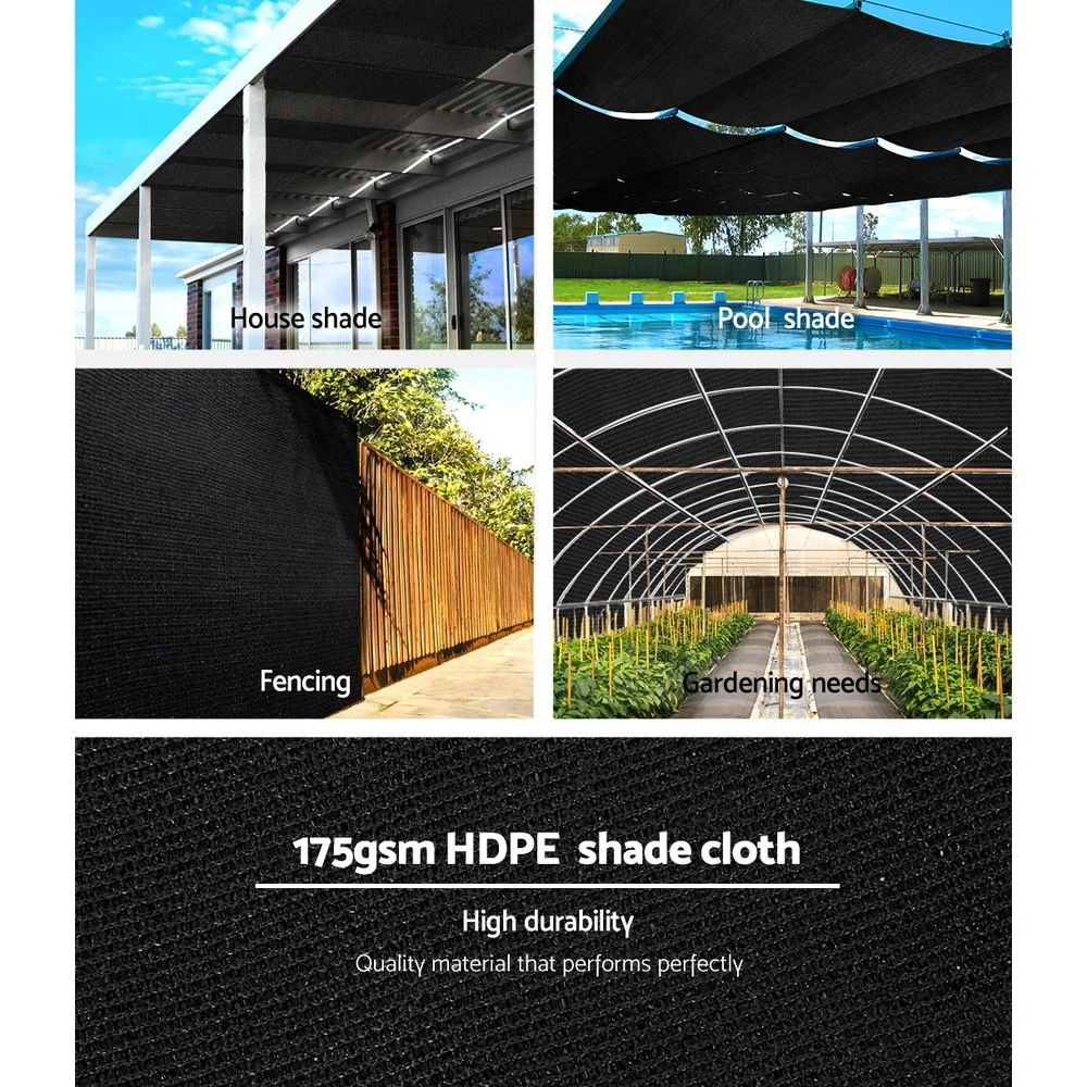 Instahut 70% Shade Cloth 3.66x30m Shade Cloth Sail Heavy Duty Shadecloth Garden Mesh Roll BK