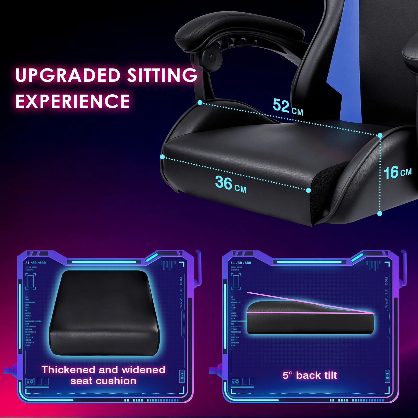 Gaming Desk and Gaming Chair Set Black & Blue
