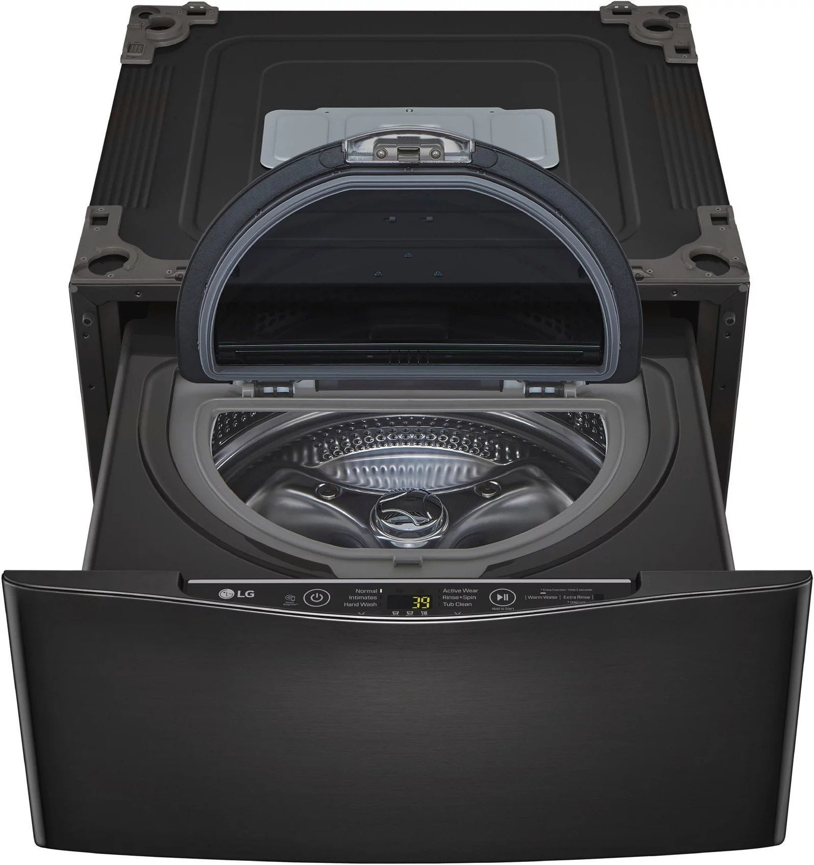 LG �C SideKick 1.0 Cu. Ft. High-Efficiency Smart Top Load Pedestal Washer with 3-Motion Technology �C Black steel