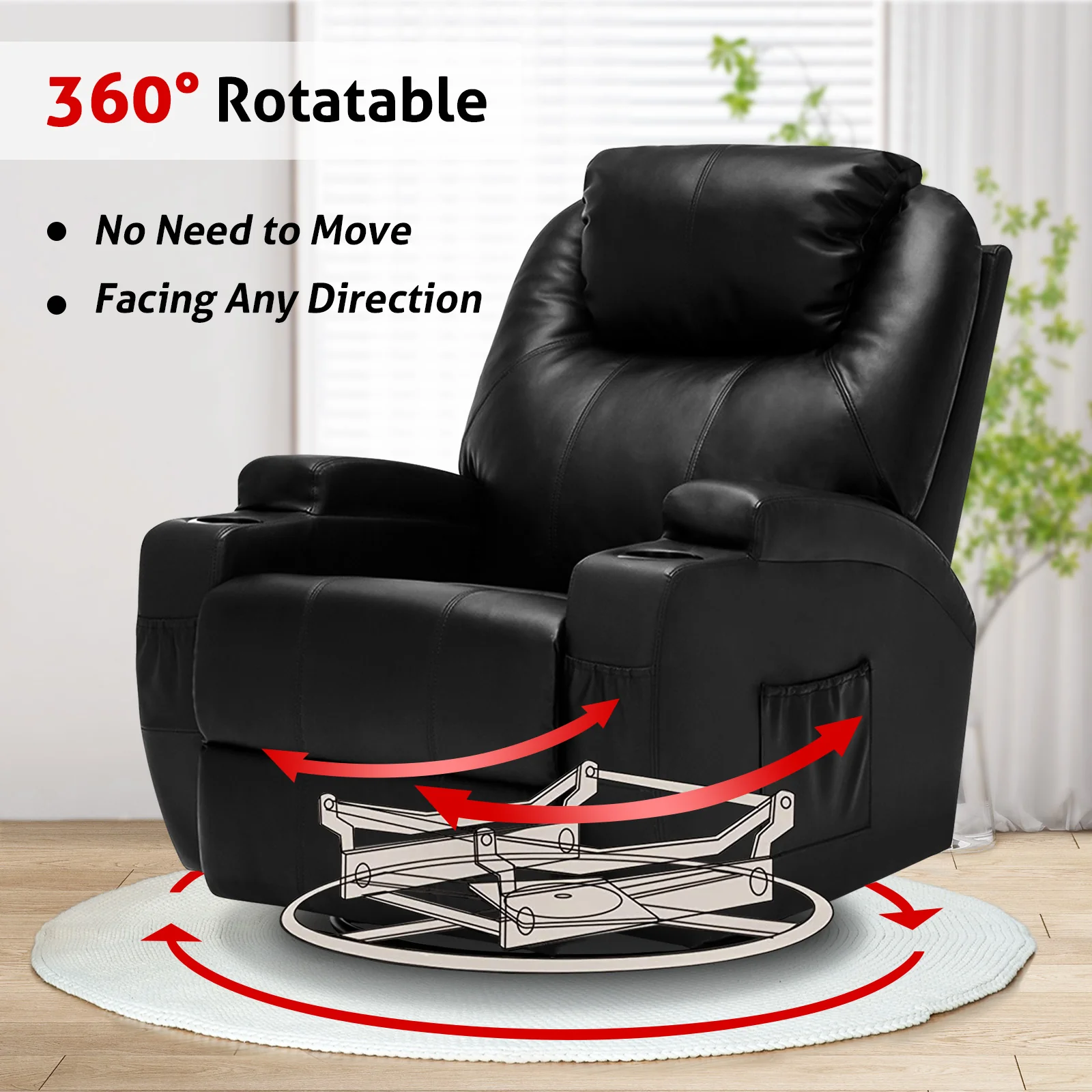 Recliner Massage Chair Sofa PU Leather