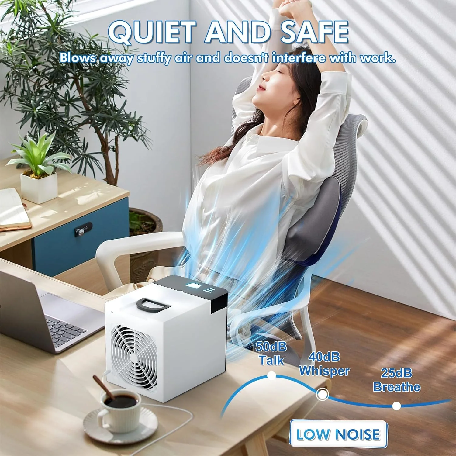 Portable Air Conditioners Fan, Anti-leakage Water Mini Air Cooler with 3 Speeds, Personal Ice Air Conditioner for Room Desk Office Home Tent(White06)