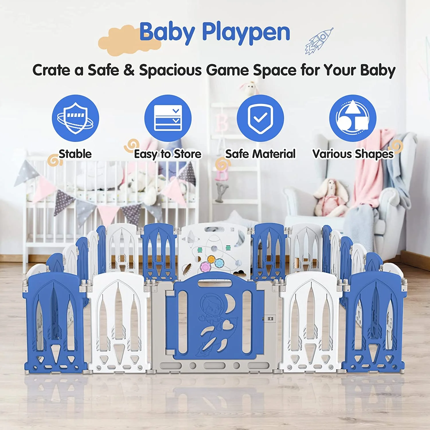 Baby Playpen Foldable Toddler Fence Room