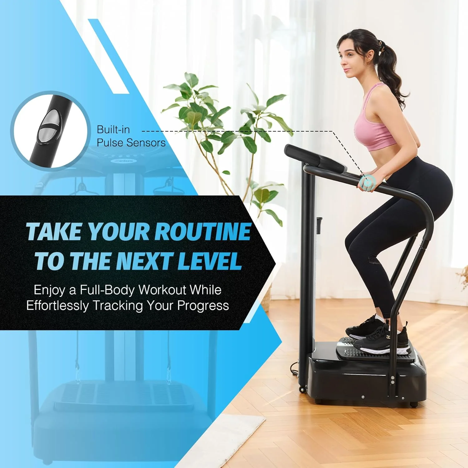 Whole Body Vibration Plate, 500W Vibration Plate Exercise Machine with 99 Levels 3 Preset Modes & 2 Resistance Bands, Training Fitness Vibration Platform Machine for Home Gym with 330lb Capacity