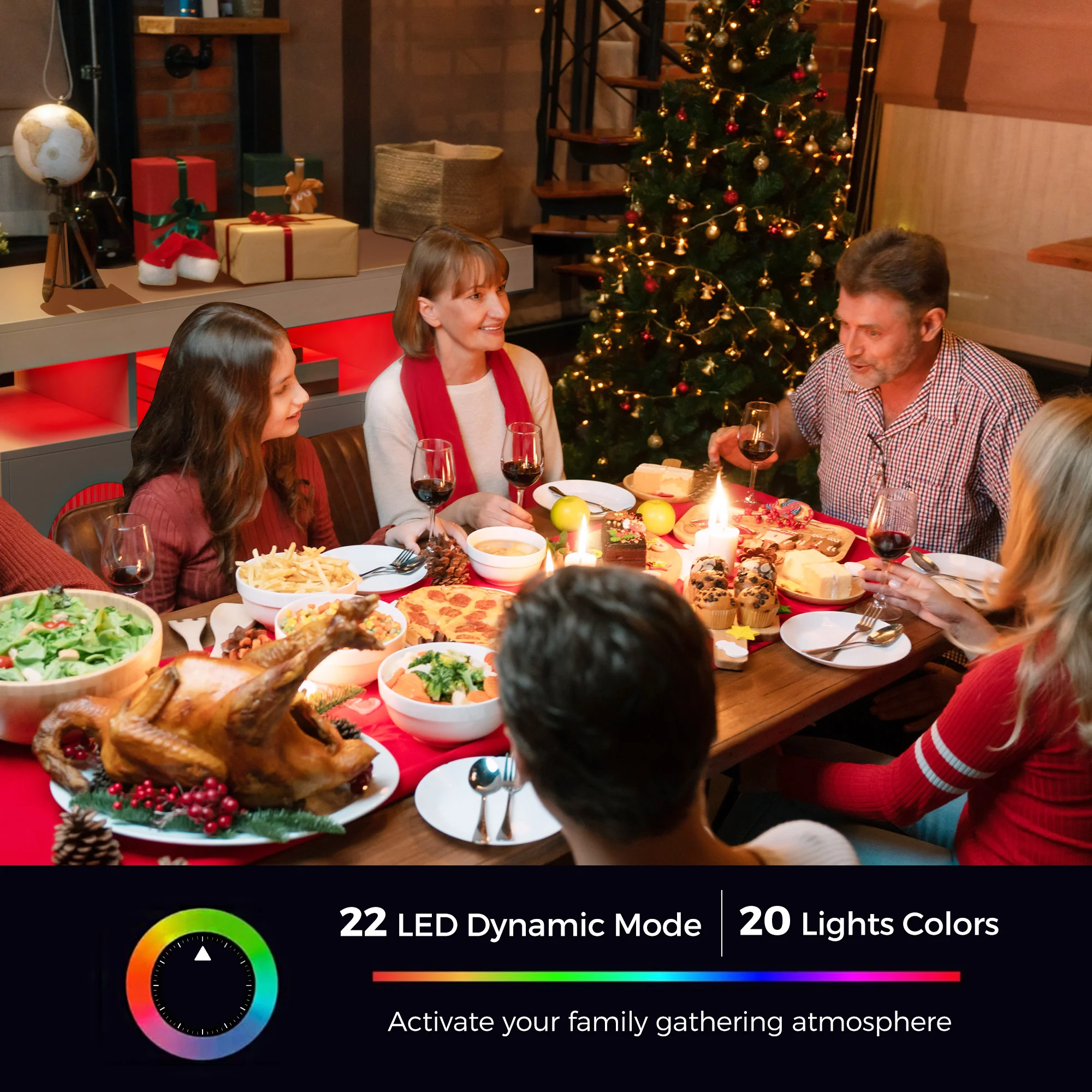 LED Sideboard Buffet Cabinet w/Charging Station