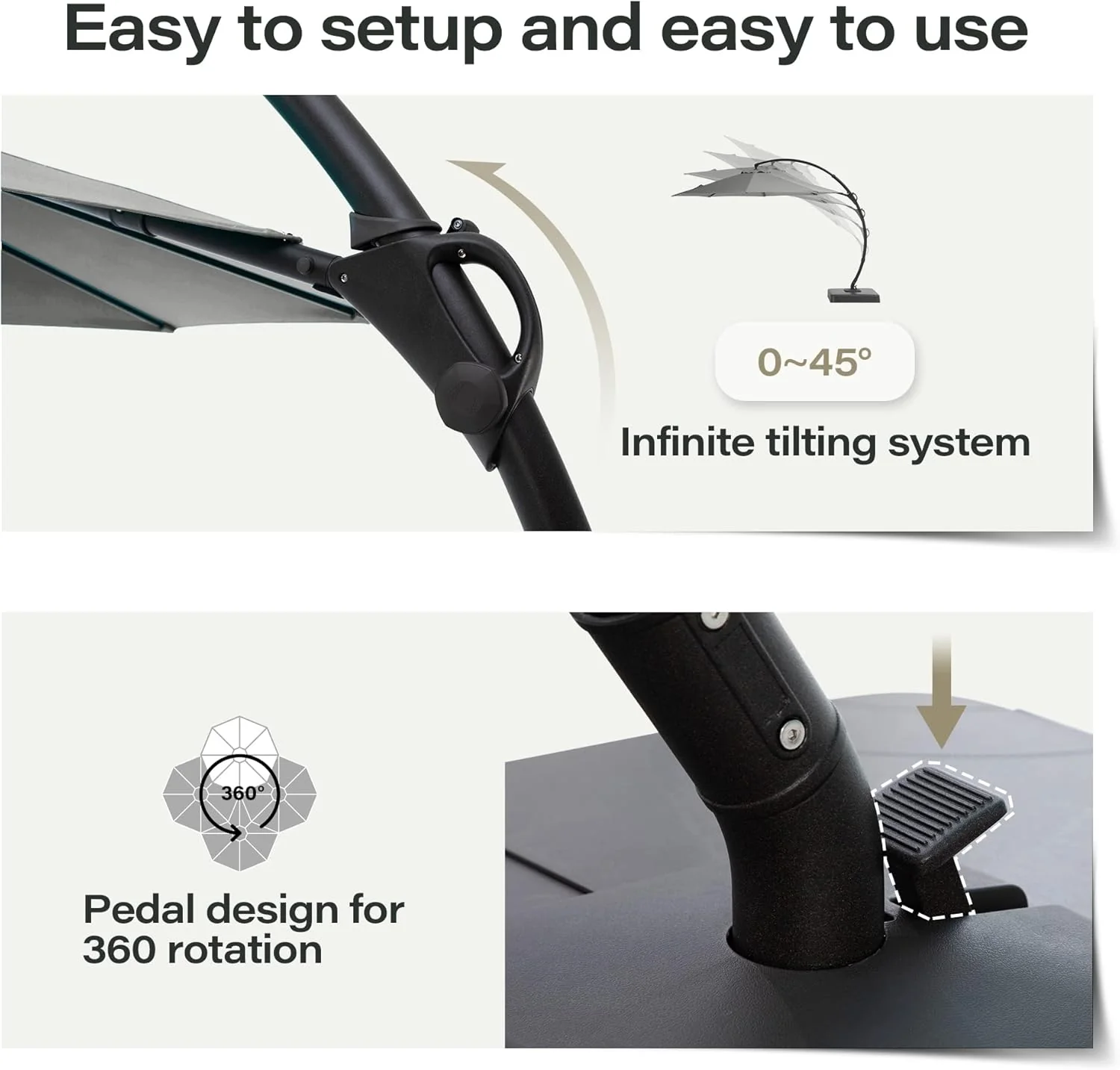 LAUSAINT HOME Outdoor Patio Umbrella with Base included, 11 FT Deluxe Curvy Cantilever Umbrella Heavy Duty Offset Hanging Umbrella with 360�� Rotation for Market, Pool, Garden, Backyard, Deck (Beige)