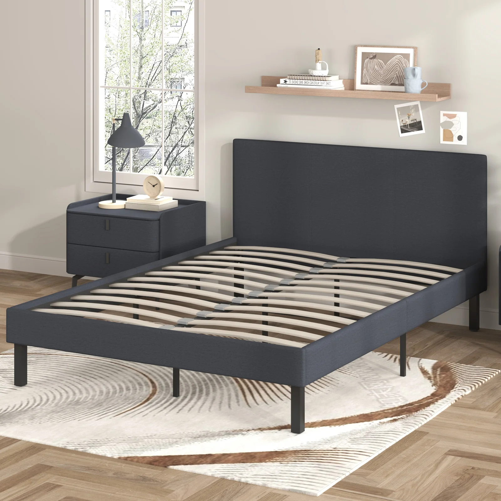 Bed Frame Double Size Mattress Base Upholstered