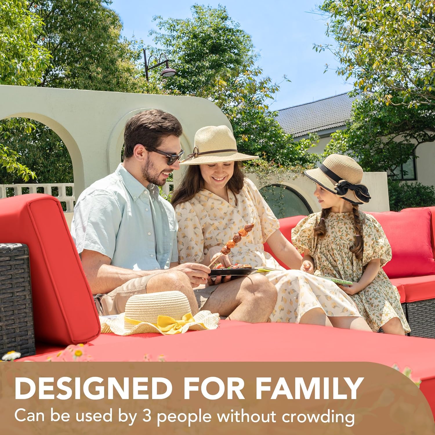 Devoko 5 Pieces Patio Furniture Sets All Weather Outdoor Sectional Patio Sofa Manual Weaving Wicker Rattan Patio Seating Sofas with Cushion and Glass Table(Beige)