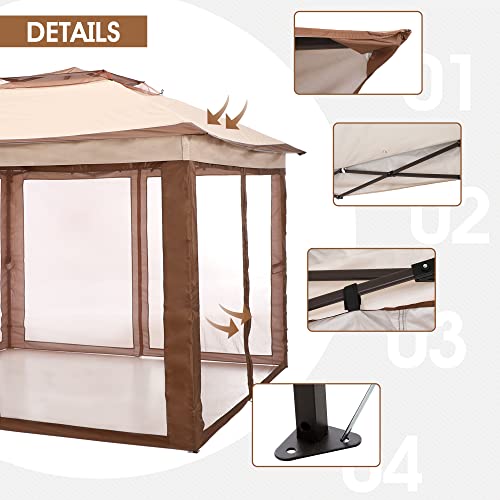 11x11ft Pop-Up Portable Instant Gazebo Canopy Tent with Mosquito Netting Outdoor Canopy Shelter with 121 Square Feet of Shade