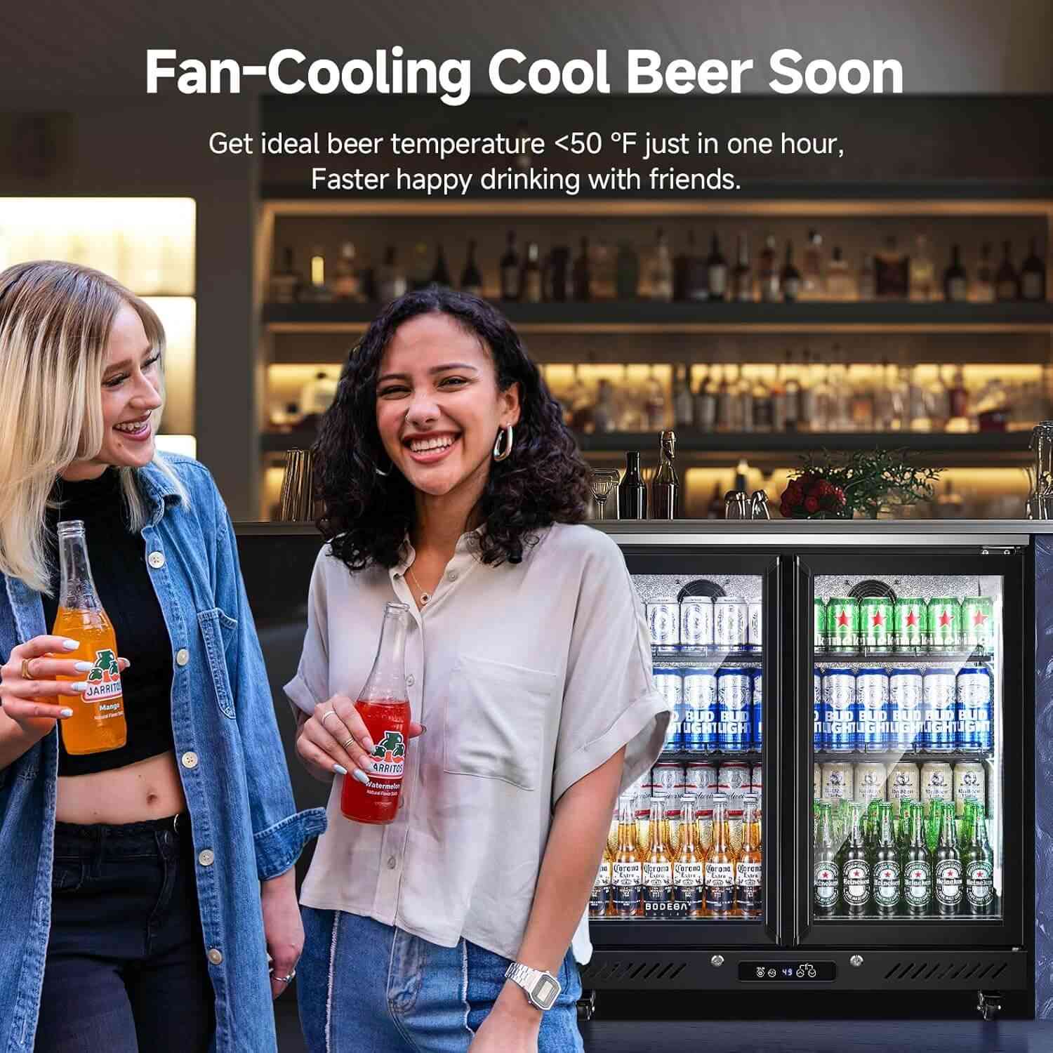 7.7 Cu.ft Commercial Counter Height Beverage Refrigerator with 2 doors and wheels