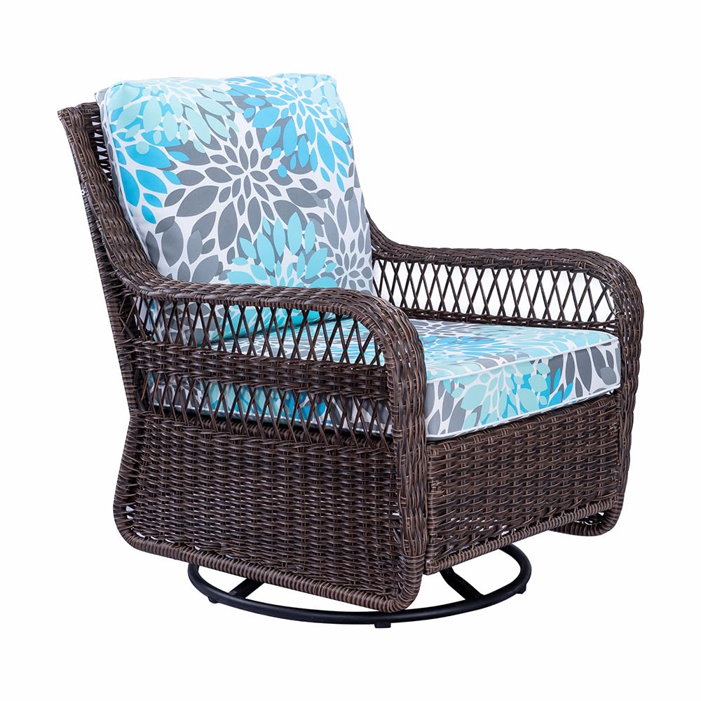 Outdoor Swivel Rocker Patio Chair - Outdoor Wicker Rocking Glider Chair with Water Resistant Seat/Back Cushions