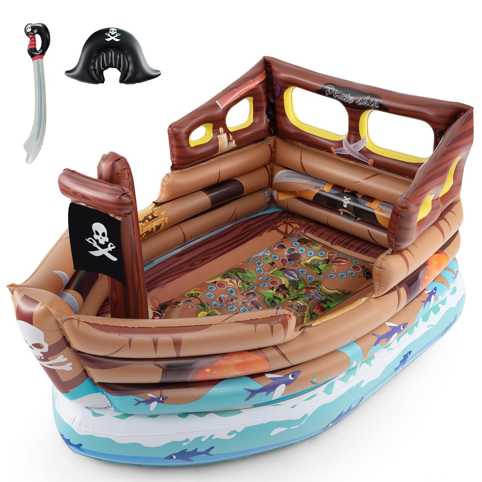 Inflatable Pirate Ship, Blow up Playscape with Built in Motor