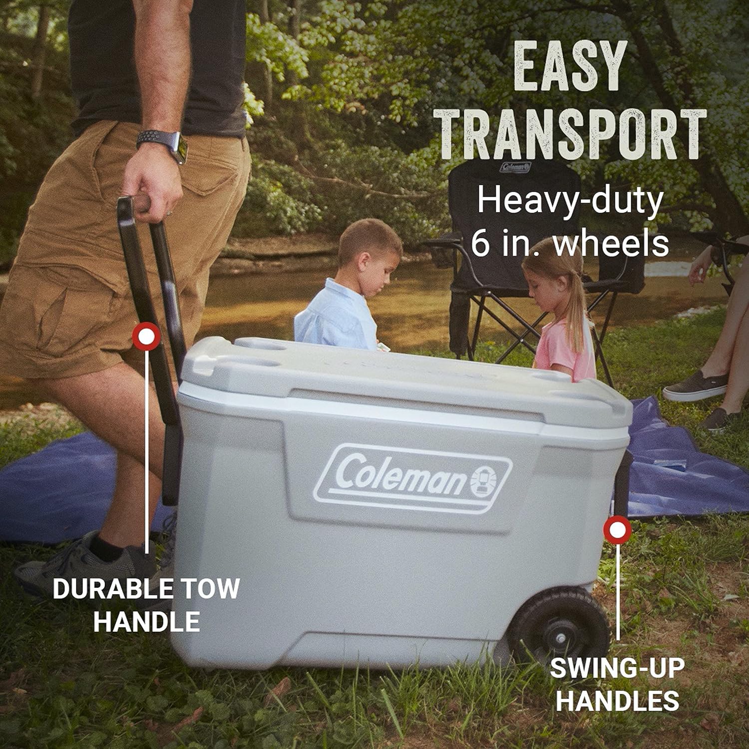 Coleman Classic Series Insulated Portable Wheeled Cooler, Leak-Resistant Outdoor Hard Cooler Keeps Ice up to 5 Days, 100-Quart