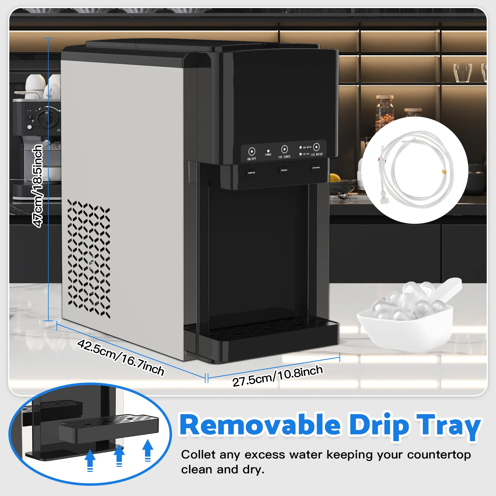3-in-1 Ice Maker with Cold Water Dispenser