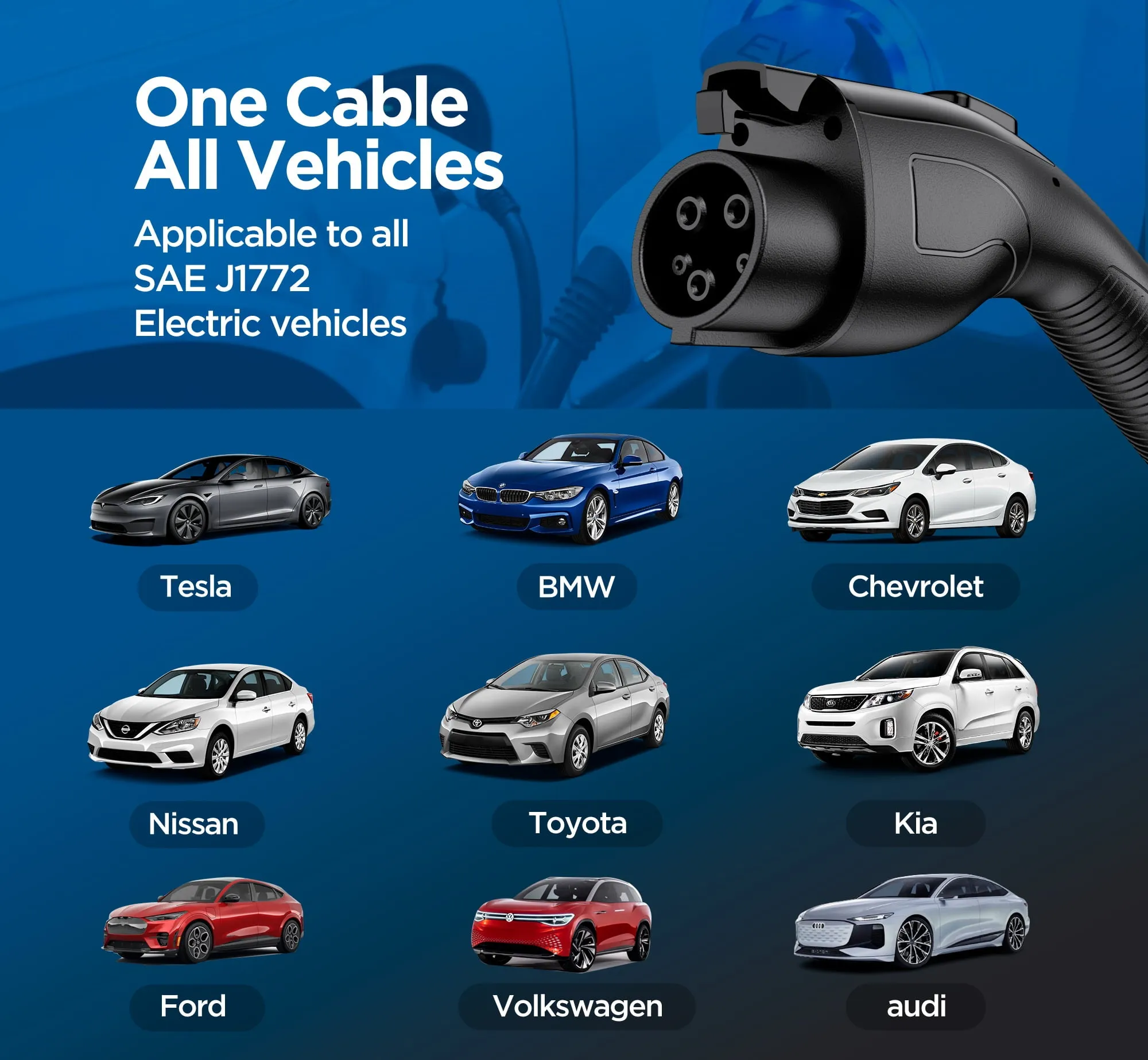 Level 2 & Level 1 EV Charger, 16Amp 110-240V Portable J1772 Electric Car Charger with Adjustable Amp Delayed Timer 25ft Long Cord