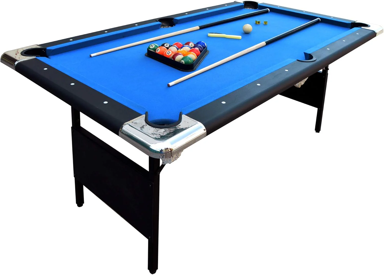 Hathaway Fairmont 6 Ft Portable Pool Table, Adults Folding Billiards Tables for Game Room with Easy Foldable Storage, Includes Full Set of Billiard Balls, Cues, Chalk & Brush