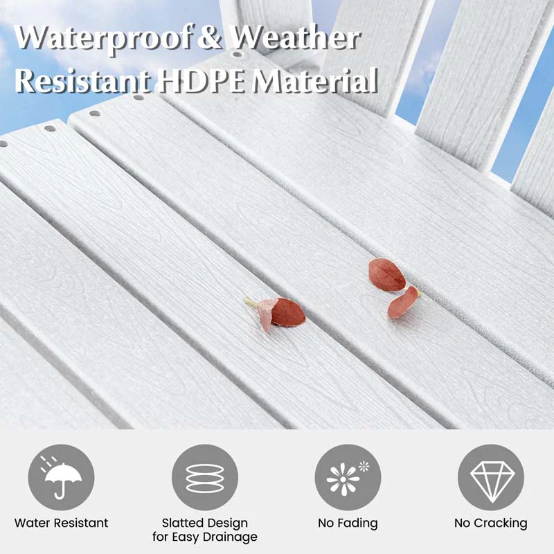 Outdoor HDPE Tall Adirondack Chair with Armrest & Footrest, Weather Resistant 47