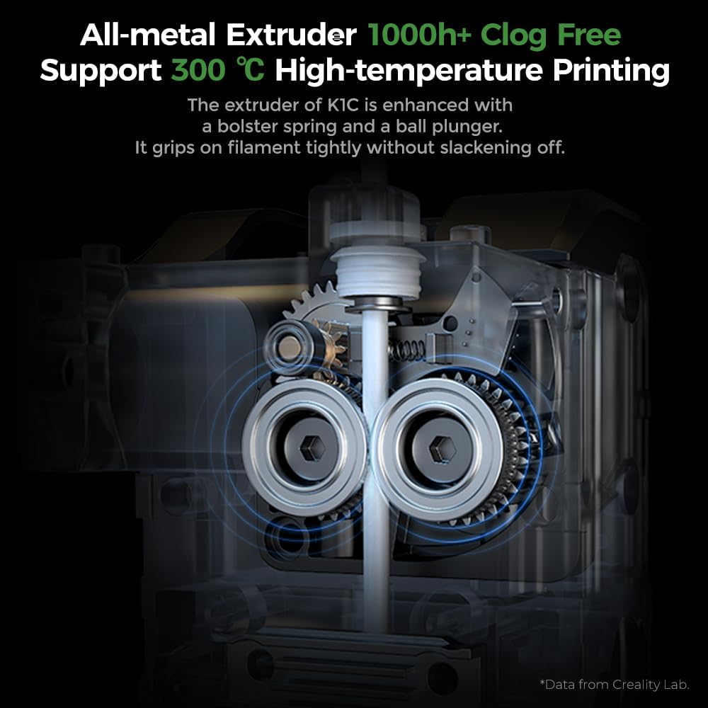 2024 New Version Creality K1C 3D Printer, 600mm/s Fast Printing Speed and Clog-free Direct Extruder, Support 300�� Printing and Carbon Fiber Filament, Auto Leveling and AI Camera 8.66*8.66*9.84 inch